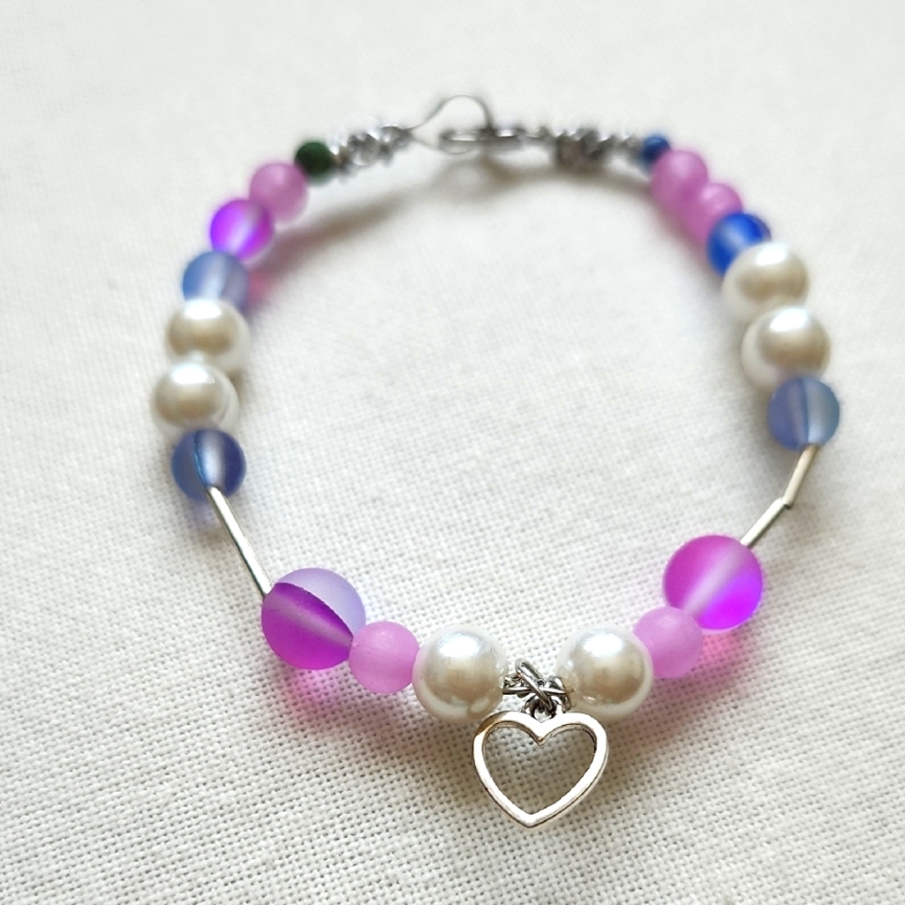 Elegant Silver and Pink Beaded Bracelet